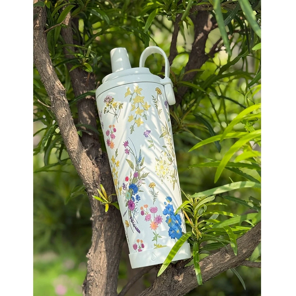 New 830ml Large Capacity Insulated Cup Portable Magnetic Handle Water Cup Large Hole Suction Pearl Print Water Cup Straw Cup view 3