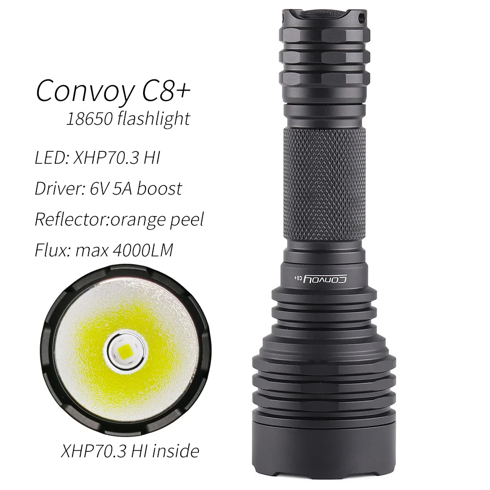 Convoy C8+ XHP70.3 HI 18650 flashlight,max 4000LM,high brightness,floody light,
