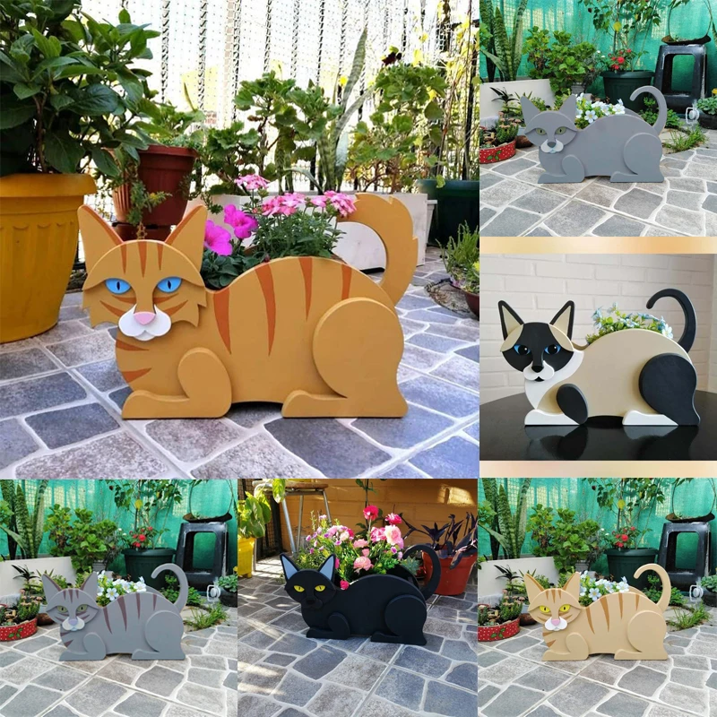

Creative Animal Flower Pot Garden Decor PVC DIY Cat Shape Flowerpot Cute Kitten Planter Pot Garden Home Decoration