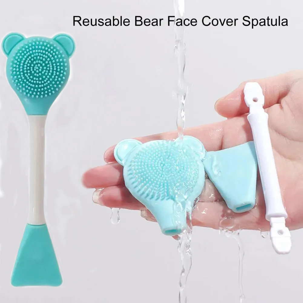 Bear Silicone Double Head Face Mask Brush Facial Exfoliate Blackhead Removal Cleanser Brush Mud Film Facial Brush Skin Care Tool