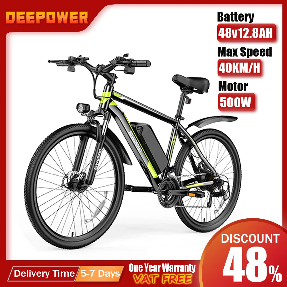 DEEPOWER 500W dospělé ebike elektrický jízdní kolo bicykl 48V 12.8AH 26 palec tlustý pneumatika elektrický eulerovo císlo motorky hora ebikes svobodné doprava