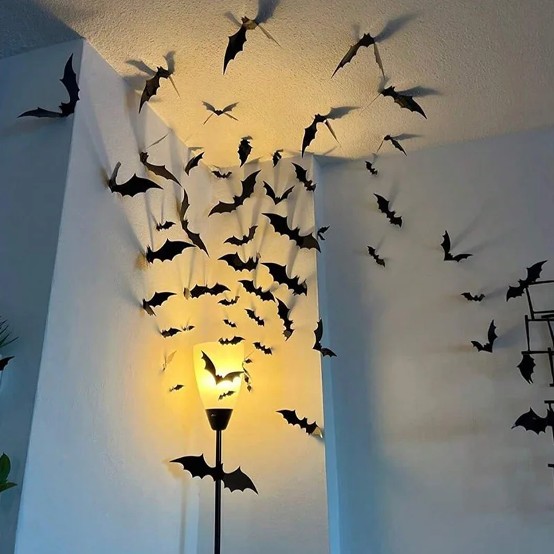 Waterproof Bat Halloween Decoration Wall Paste 3d Dark Series Scary Atmosphere Decorative Home Decoration Props halloween decoration props