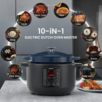 10-in-1 Slow Cooker 6 qt Blue, Electric Dutch Oven, Croc Pot 6 Quart, Slow Cook, Sear/Sauté, Nonstick, Enameled Cast Iron with S 2