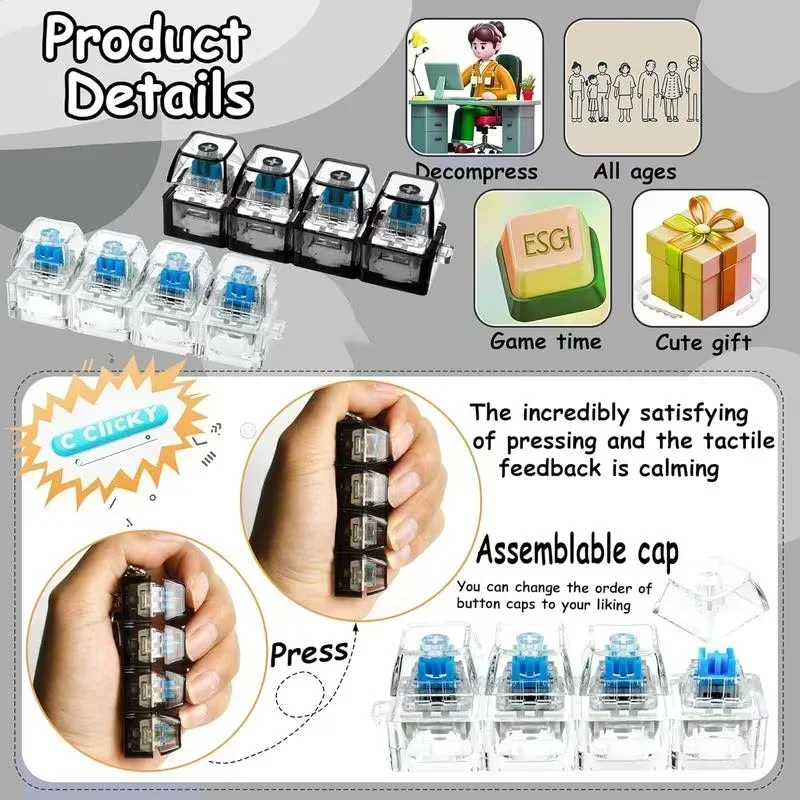Stress-Relief LED Keychain Light & Portable Office Toy Accessory