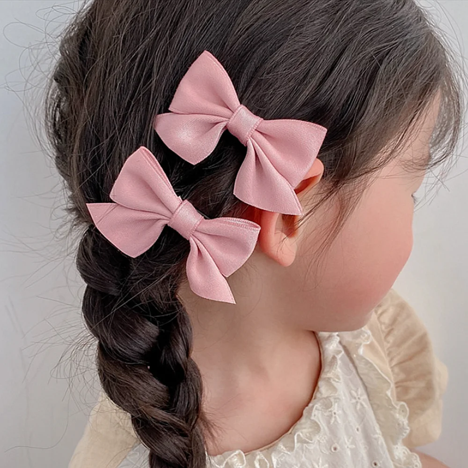 Fashion Baby Girls Bows Hair Clips Flower Girl Dresses 2PCS/Set Hairpins Hairclip For Kids Barrette Flower Side Pin Accessories