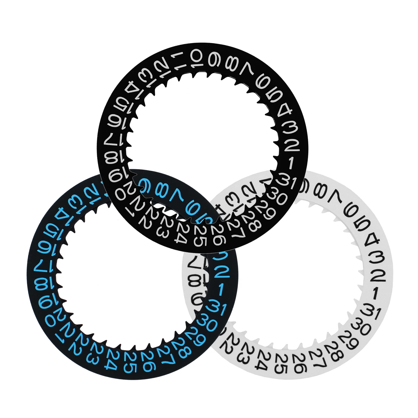Luminous Watch Calendar Disc with Black, White, and Blue Date Wheel for Movement Modification and Repair, 3.0/3.8 Crown