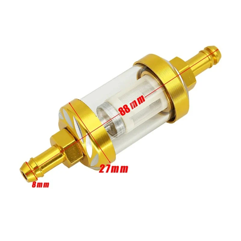 Motorcycle fuel filter 8mm CNC Aluminum Alloy Glass Gas Fuel Gasoline Oil Filter Moto Accessories ATV motorcycles Dirt/Pit bicycles
