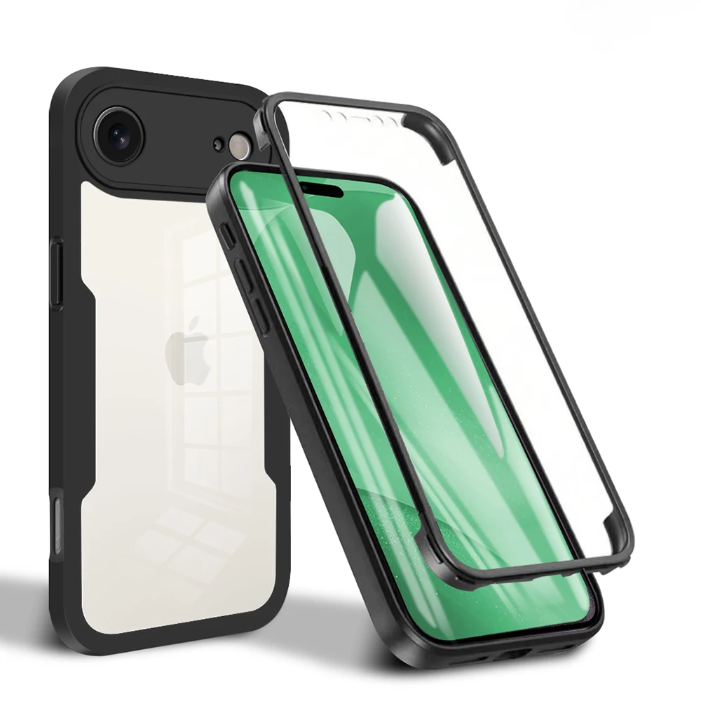 Full Cover Shockproof Clear Case with 360° Front and Back Protection