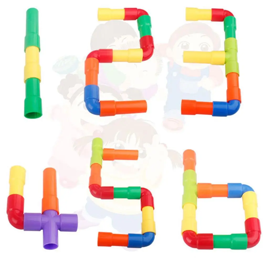 Plastic Water Pipe Building Blocks Toys Pipeline Construction Toys Montessori Educational Children Birthday Gifts
