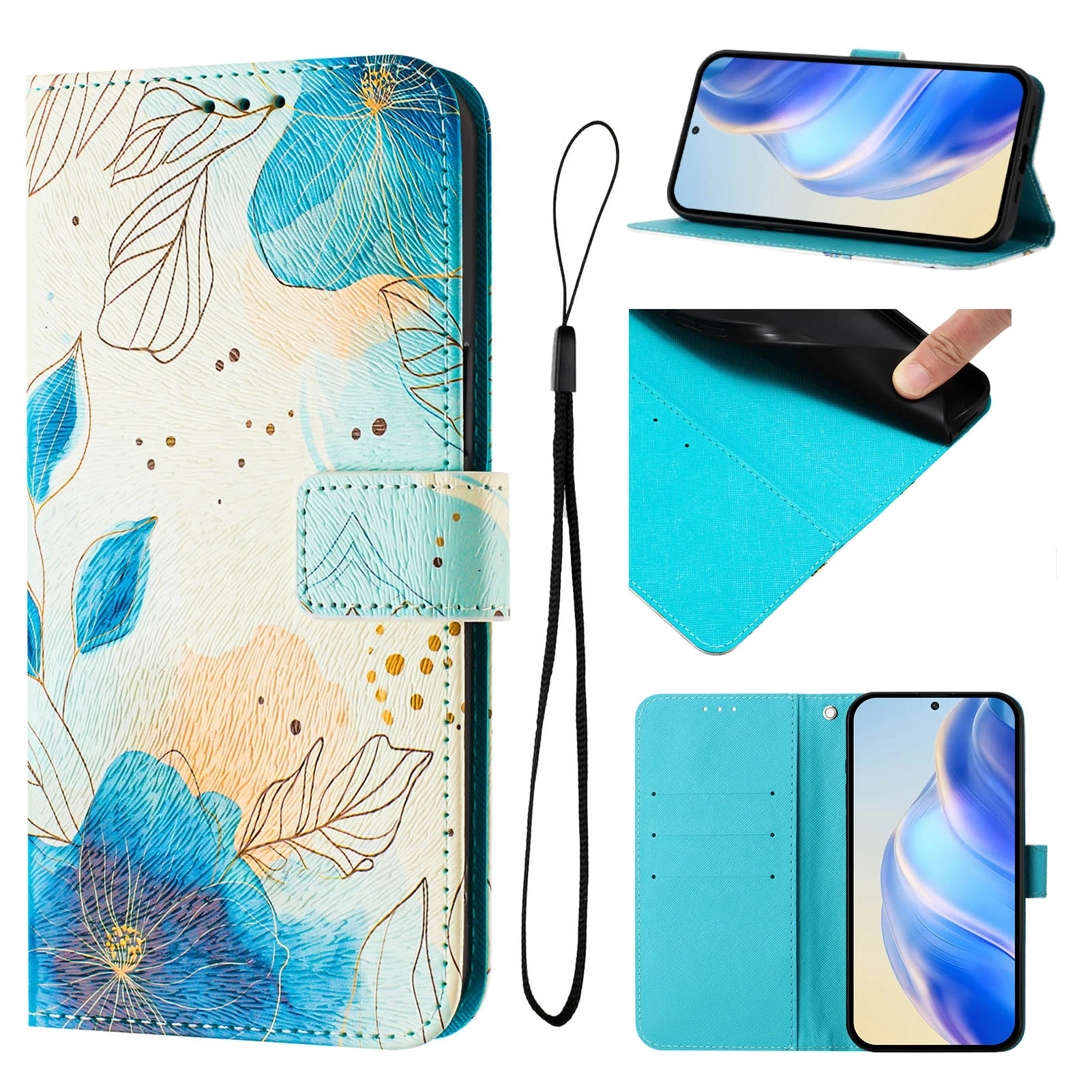 Leather Magnetic Flip Wallet Phone Case with Card Slots and Holder