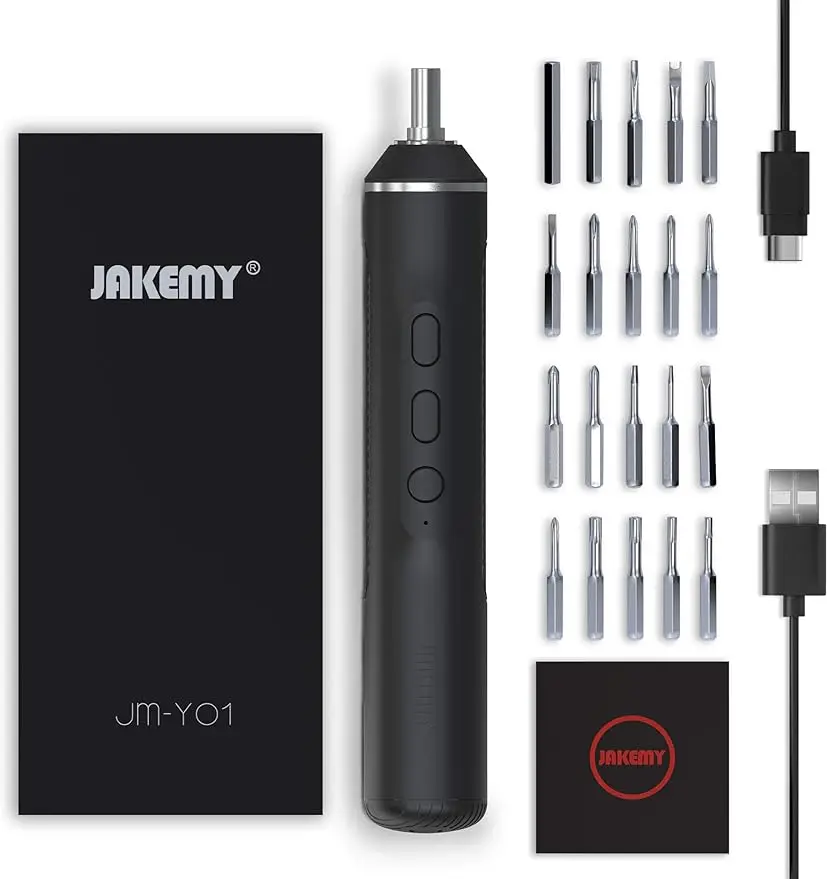 jakemy-コードレス電動ドライバー、usb充電式、多機能、磁気精密電源、修理ツールキット