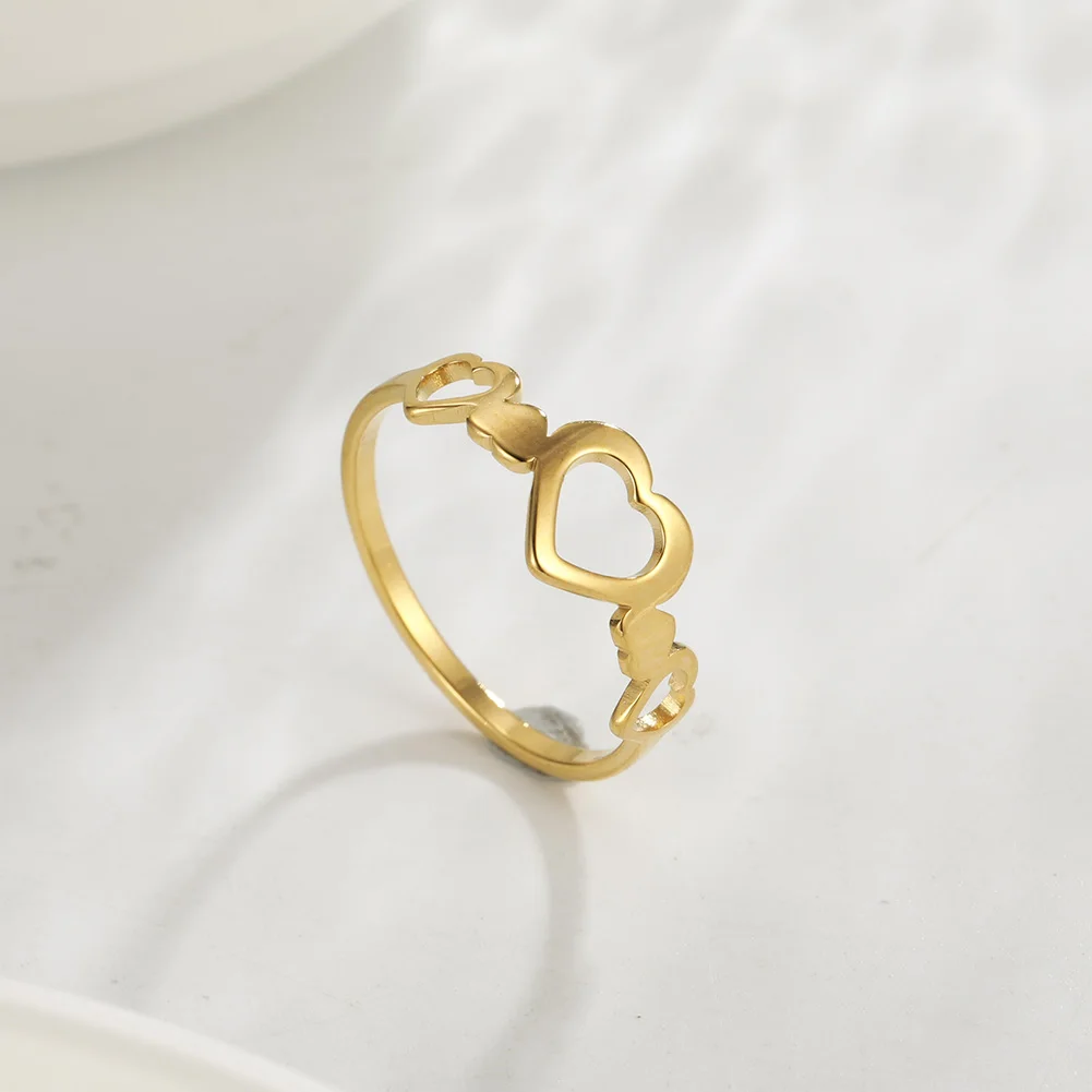 Amaxer Hollow Heart-Shaped Women Ring Love Design Cute Fashion Stainless Steel Ring for Women Jewelry Young Girl Gift 5
