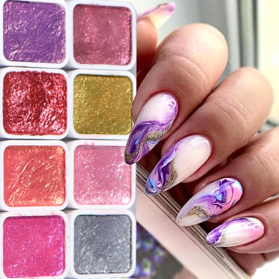 Vivid Watercolor Dip Nail Designs