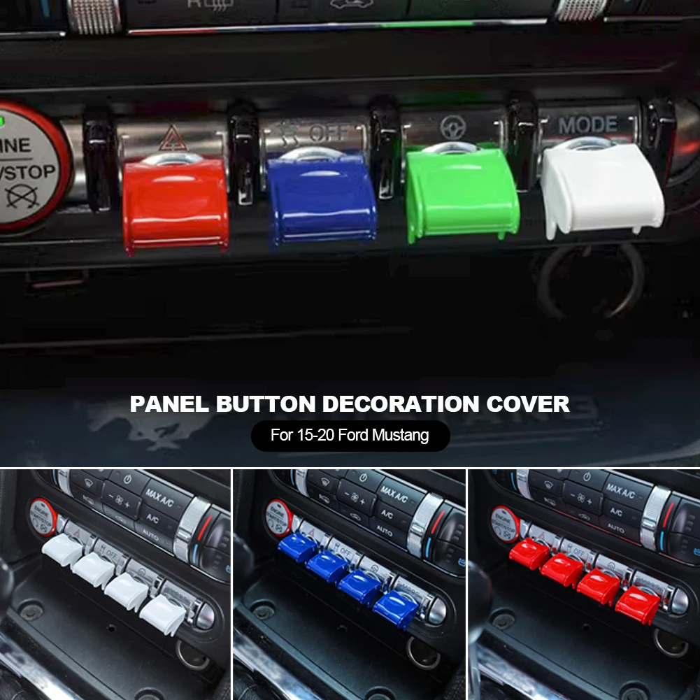 

4PCS Car Central Control Panel Button Decoration Cover for 2015-2020 Ford Mustang Car Interior Modification Car Accessories