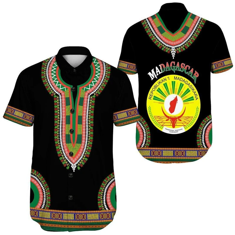

Madagascar Flag Map 3D Printed Short Sleeve Shirts For Men Clothes National Emblem Beach Shirts National Emblem Blouses Male Top