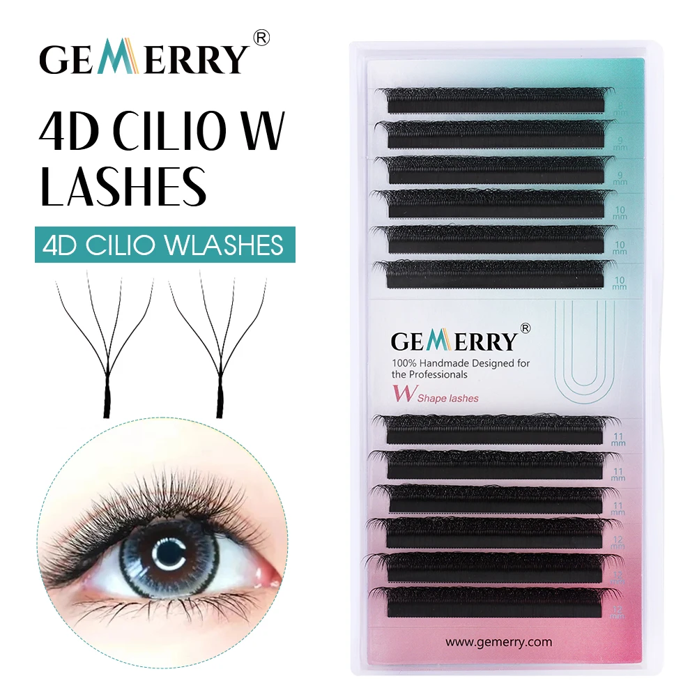 Gemerry Cilios W 4D W-shaped Eyelash Extension Automatic Flowering W Lashes LU/L/C/D Curl High Quality Individual Fake Eyelashes eyelash extensions,fake eyelashes,eyelash extension,eyelash extension lashes,false eyelashes