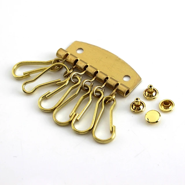 1x Solid Brass Key Snap Hook Rotatable Key Holder Key Row Keyring Organizer  Holder Leather Craft Key Case Purse Hardware - AliExpress