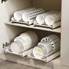 Smooth Sliding Kitchen Cabinet Rack Pull Out Dish Drying Drawer With Water Tray Drainer Stainless Steel Bowl Basket 1