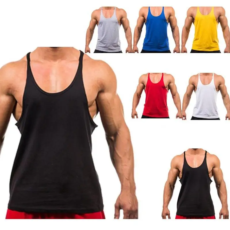 Men Jogger Gym Singlet Training Bodybuilding Tank Top Vest Sleeveless Fitness Cotton Shirt