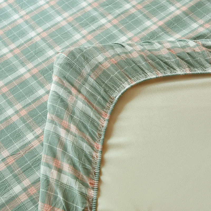 Class A Pure Cotton Yarn-dyed Single Bedding Bunk Bed Mattress Covers in Student Dormitories Printed Checked Bed Cover 4