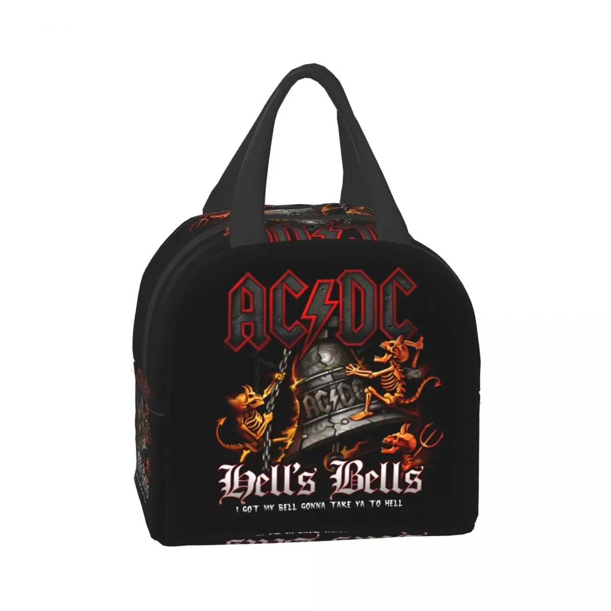 Hells Bells AC DC Lunch Bag Men Women Cooler Thermal Insulated Lunch Box for Children School Outdoor Travel Picnic Food Bags