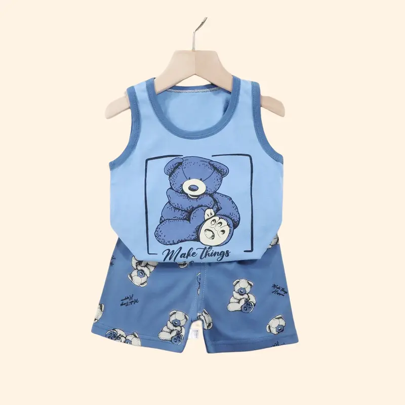 2PCS Children Clothing Vest Suit Children's Sets Summer Cotton T-Shirts Shorts Boys Girls Sleeveless Kids Clothes for baby - Image 4