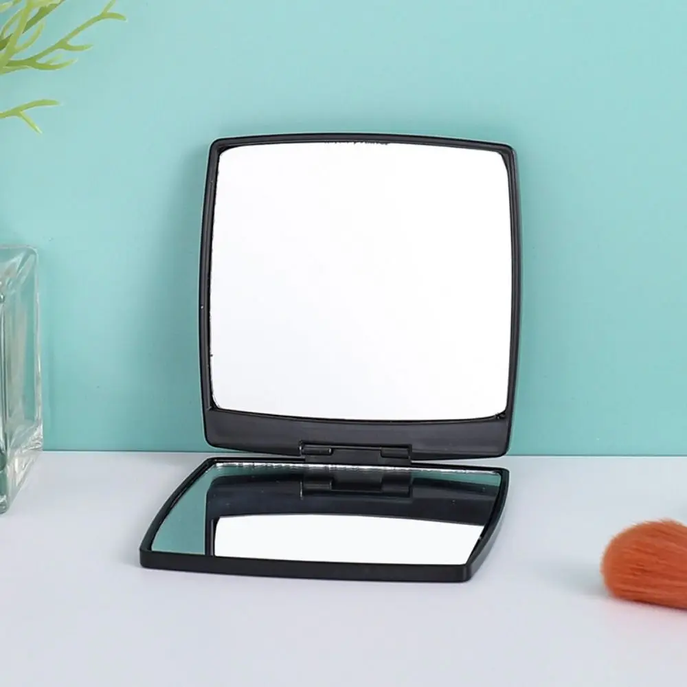 High-definition Flip Makeup Mirror Anti-rust Plastic Square Handheld Mirror DIY Double-sided Folding Magnifying Student
