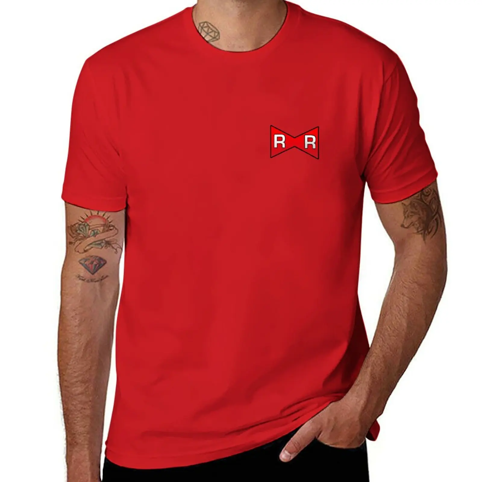 Vibrant Red Ribbon Army Oversized Hippie T-Shirt