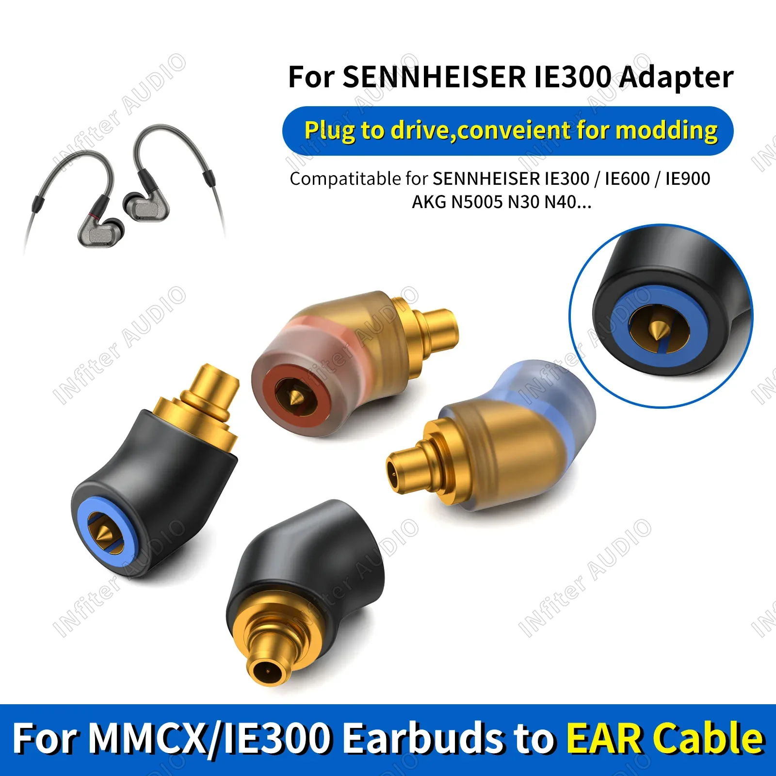 

PE to IE900 Pentaconn EAR to IE900 Male Pin Connecter for Sennheiser IE300 IE600 IE900/AKG N5005 N30 N40 MMCX S535 PE to MMCX