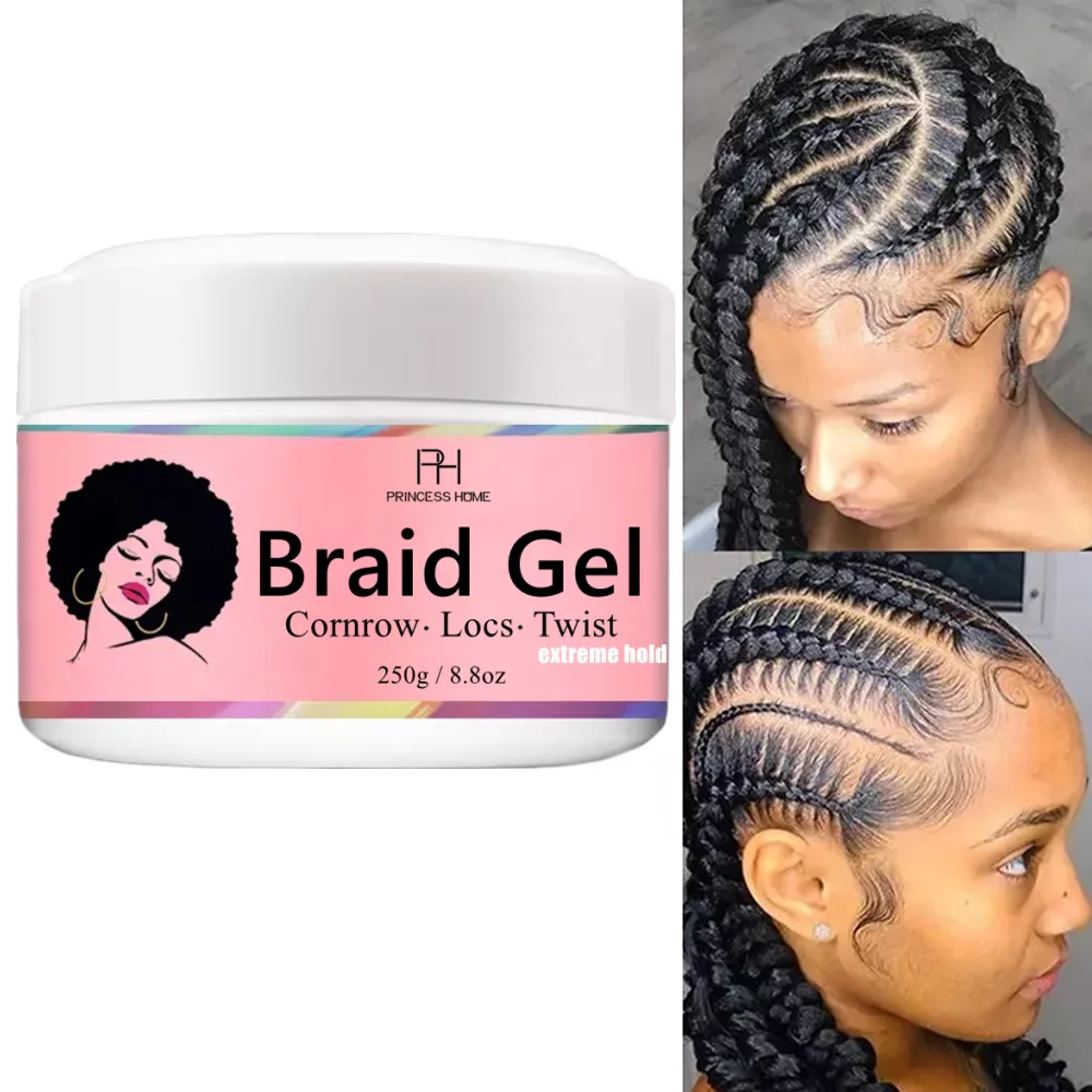 African Hair Styling Products Edge Control Wax Braid Gel 250g Big Size Extra Hold Loc Twist Conditioning Shining Braid Gel