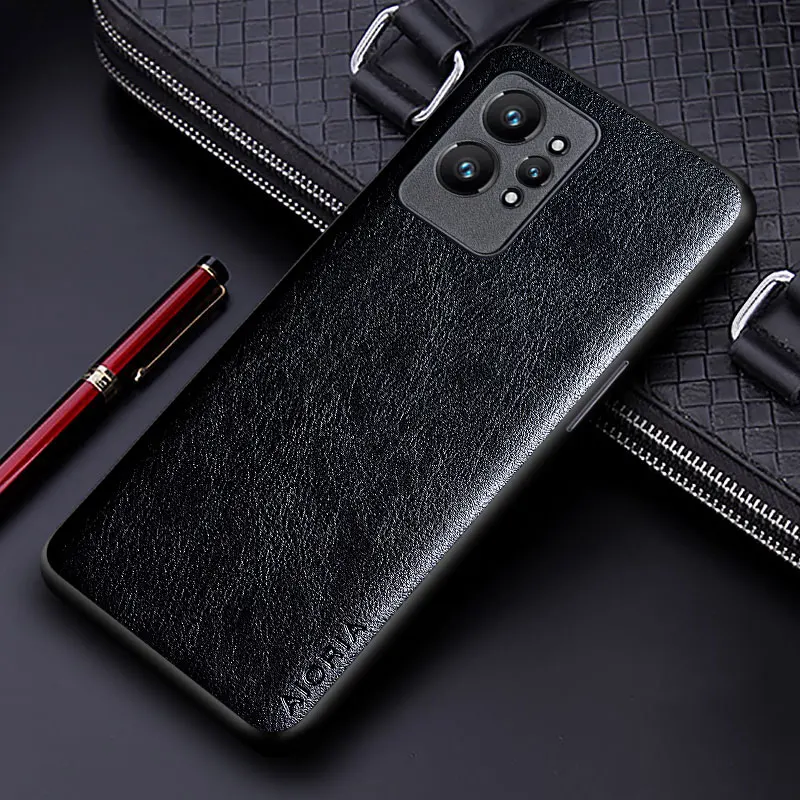Luxury PU Leather Business Style Phone Case - Solid Color Design