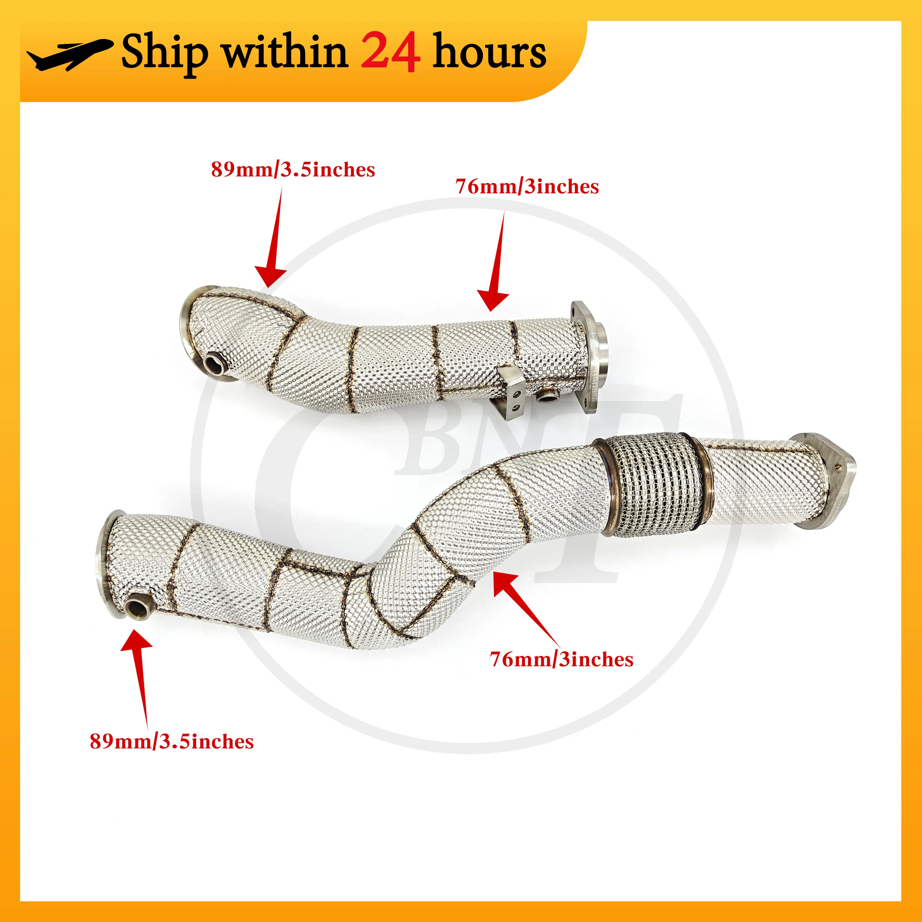 CBNT Exhaust Pipe For G80 M3 G82 M4 G87 M2 S58 3.0T Downpipe High Flow Performance SS304 Exhaust Header with Heat Shield