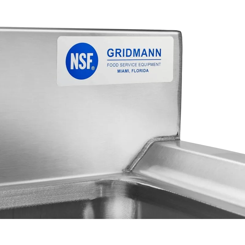 GRIDMANN 3 Compartment Stainless Steel Bar Sink, NSF Commercial Kitchen Underbar Sink with 10" L x 14" W x 10" D Bowls 6