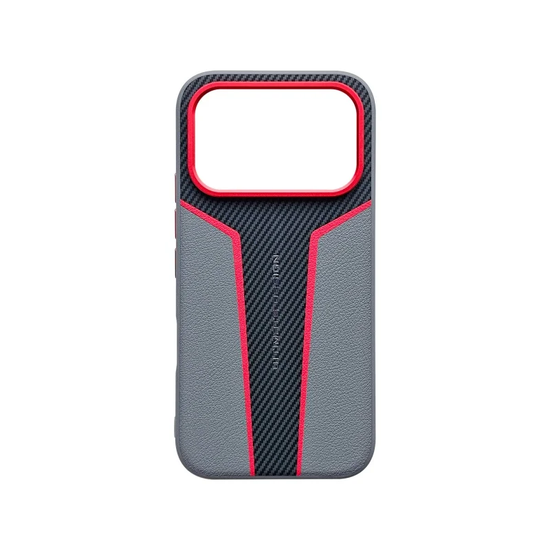 Premium Carbon Fiber Leather Protective Case with Metal Lens Ring - Anti-Drop Full Coverage