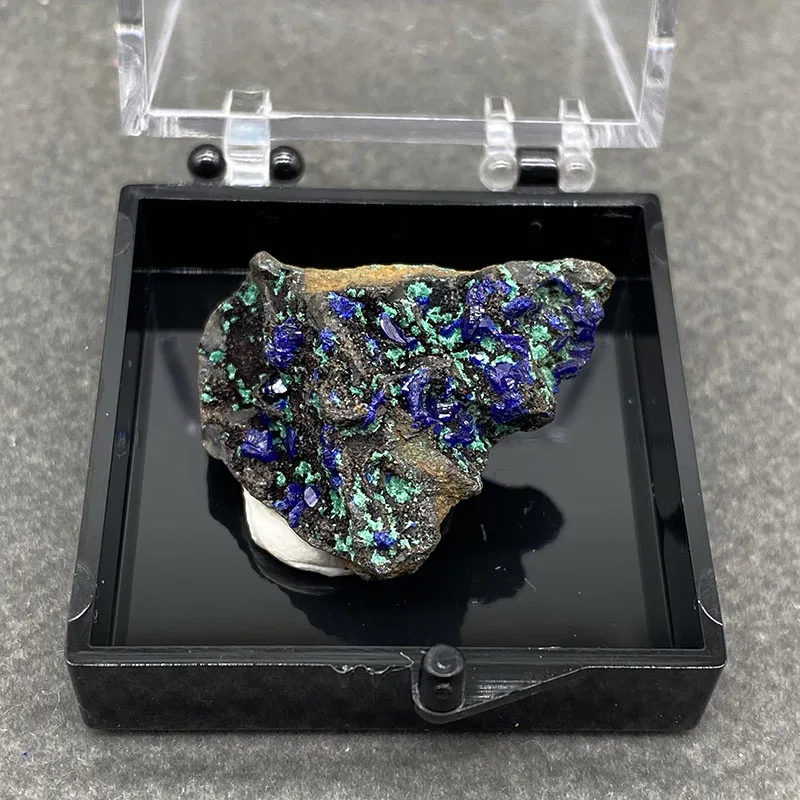 100% natural azurite and malachite symbiotic raw stone mineral specimen healing crystal gem collection+ Box size:35*35*35mm