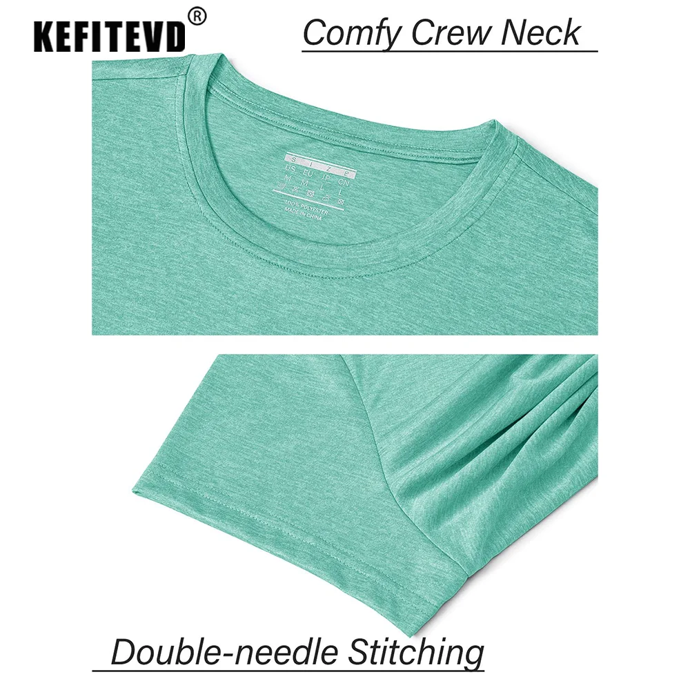 KEFITEVD Summer Quick Dry T-Shirt Womens Sport Hiking Short Sleeve T Running Jogging Moisture Wicking Shirt Gym Yoga Casual Tops