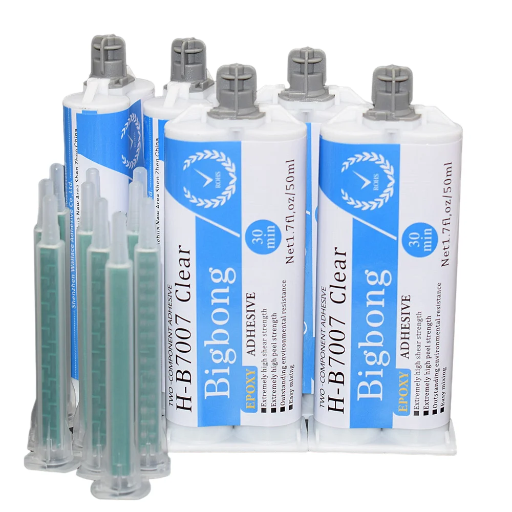 

5pc 50ml 1:1 Epoxy Resin Glue Adhesive Two Component Strong Adhesives Transparent AB Glues Set with 10pcs Static Mixing Nozzles