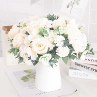 Artificial Flowers Silk Peony Hydrangea For Living Room Home Decoration Wedding Bride Bouquet Rose Fake Plants Table Accessories 6