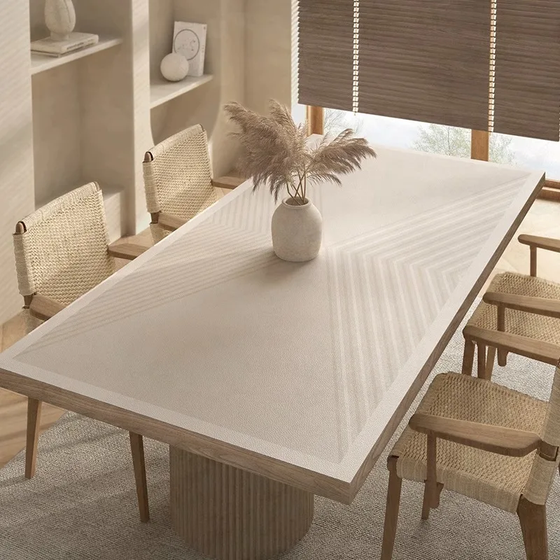 Minimalist Line Table Mat Waterproof Oil-proof Placemat Beige Striped Kitchen Desktop Decorative Cover Mat Modern PVC Table Mats 5