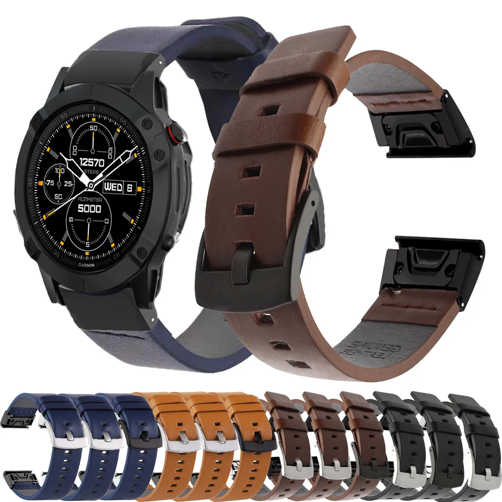 

Кожаный ремешок для Garmin Tactical x 7Pro Band Quatix 7 Fenix 7X 6 5 3 Band 22 26mm QuickFit Sports Quick Fit Outdoor