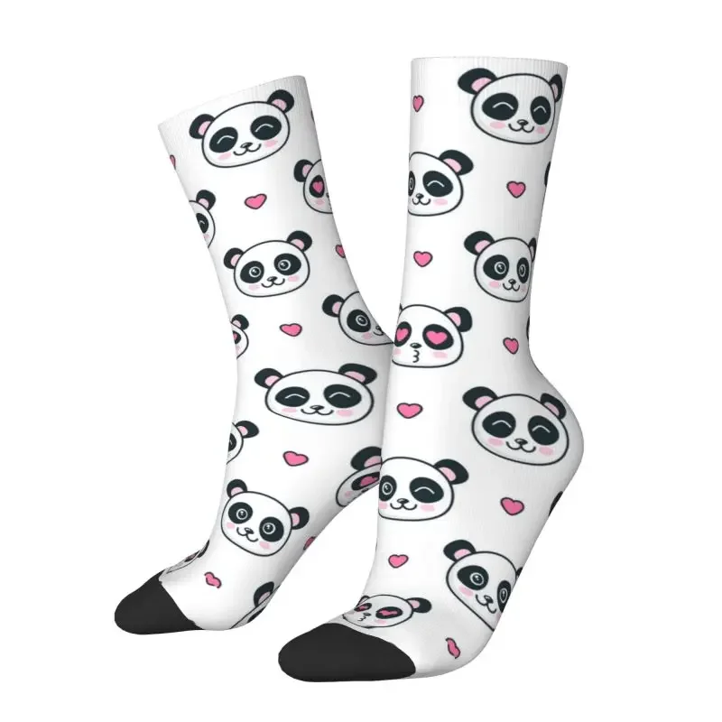 

Panda Bears And Heartss Crew Socks Fashion 3D Printed Cartoon Happy Dress Socks Novelty Street Style Crazy Socks for Men Women