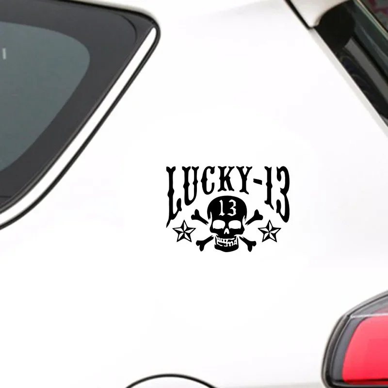 

OFK Funny LUCKY SKULL 13 PLAYING CARD Decor Vinyl Car Sticker Accessories Silhouette.