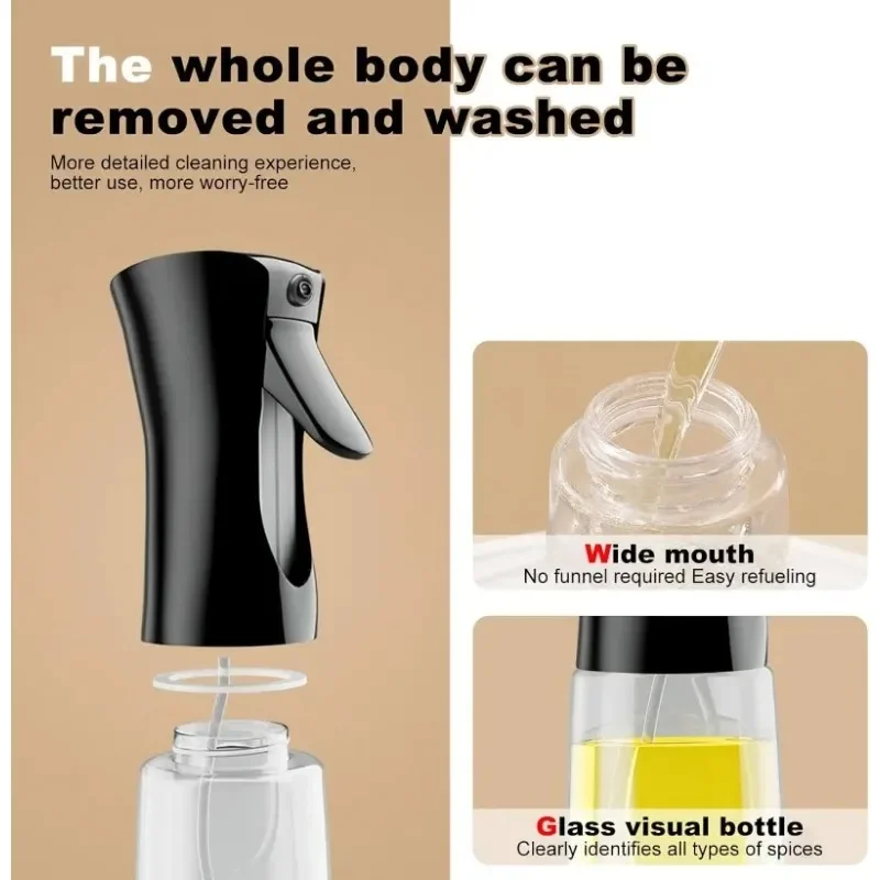 Pneumatic Oil Spray Bottle for Kitchen Precision Cooking Oil Sprayer for BBQ Olive Oil Baking & Frying BPA-Free Plastic