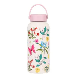 Floral Insulated Stainless Steel Thermal Water Bottle - 1L Portable Large Capacity - <50ml (Style 5)