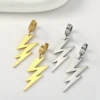 Lightning Bolt Shape Stainless Steel Drop Earrings for Women Girlfriend Party Daily Jewelry Gift Hip Hop Punk Korean Fashion New 5