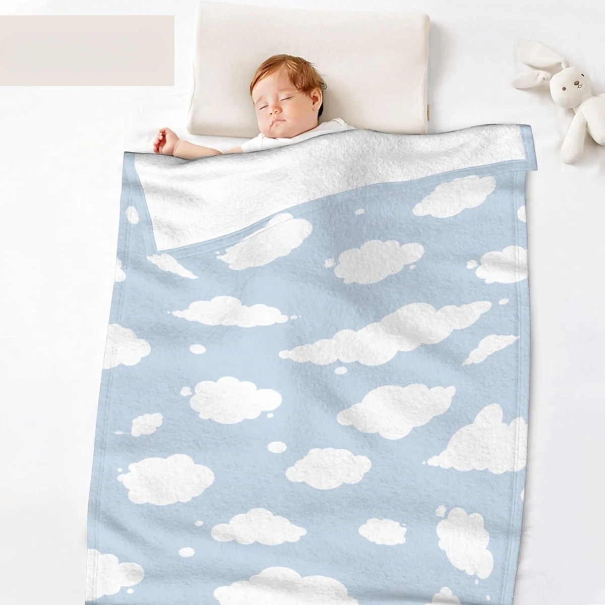 Cloud Throw Blanket, Blue and White Gift for Girl and Boy, Lightweight Super Soft Suitable for Sofa, Chairs, Bed for Kid 2