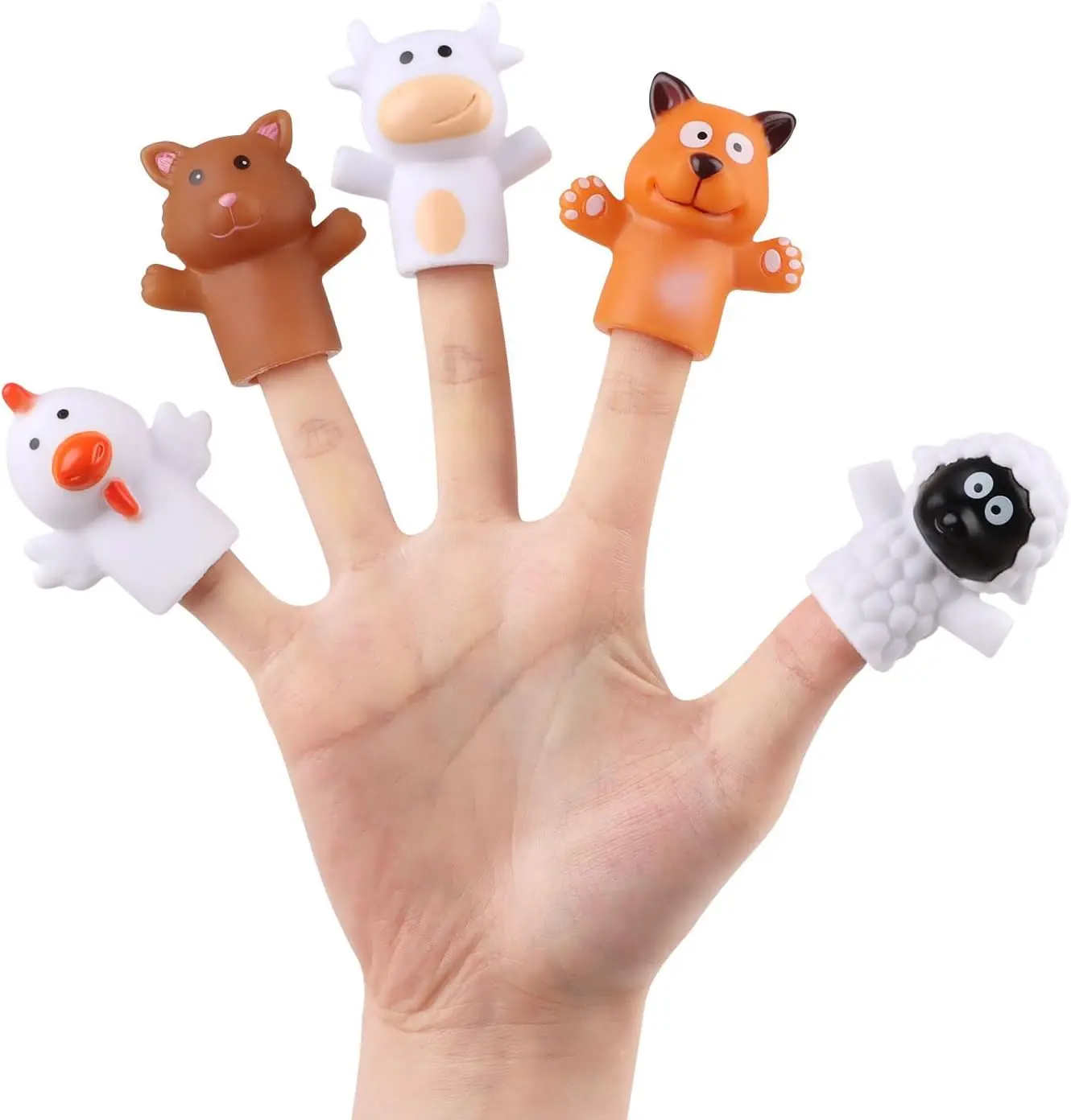 Rubber Farm Animal Finger Puppets Fun Bath Toy Educational Toy Shower Schools Party Favors animal finger puppet
