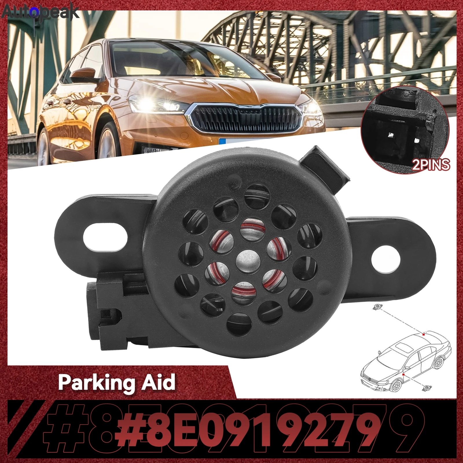 

Speaker Parking Aid Reversing Radar Warning Buzzer Alarm For VW Jetta Golf Passat Audi A3 A4 A6 TT Q3 Q7 Q5 4B0919279 8E0919279