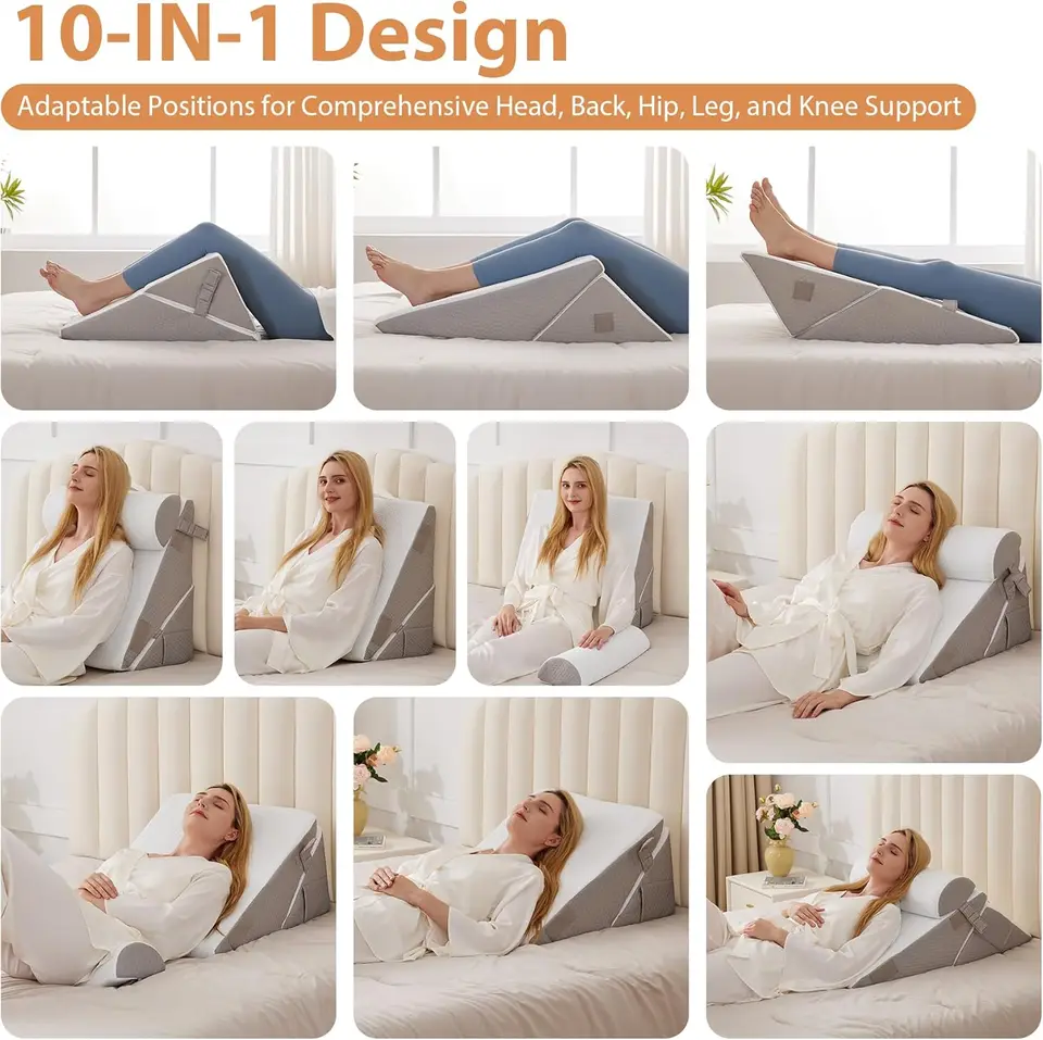 Axelrod Set Di 4 Cuscini Ortopedici A Cuneo In Memory Foam – Regolabili, Per Schiena, Collo, Gambe, Antirussamento E Reflusso - 6