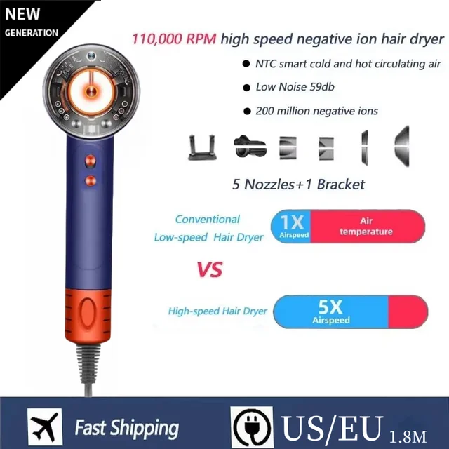 Household high-power super hair dryer 110V~240V international voltage electric hair brush professional quick-drying hair dryer